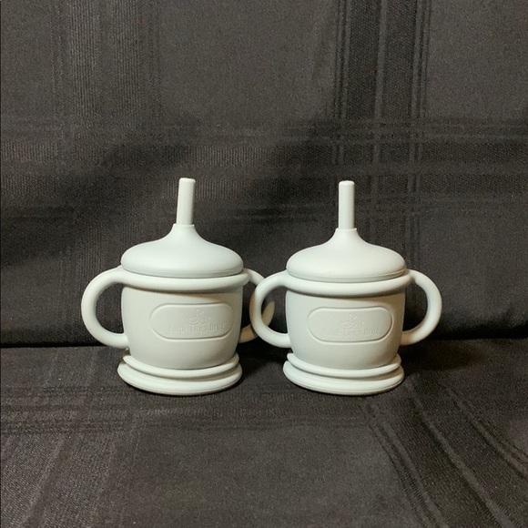 Gray Silicone Sippy Cup w/snack lid & straw- Set of 2 - Picture 1 of 4